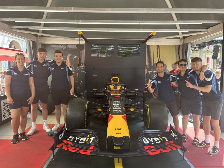 monaco f1 staff with car