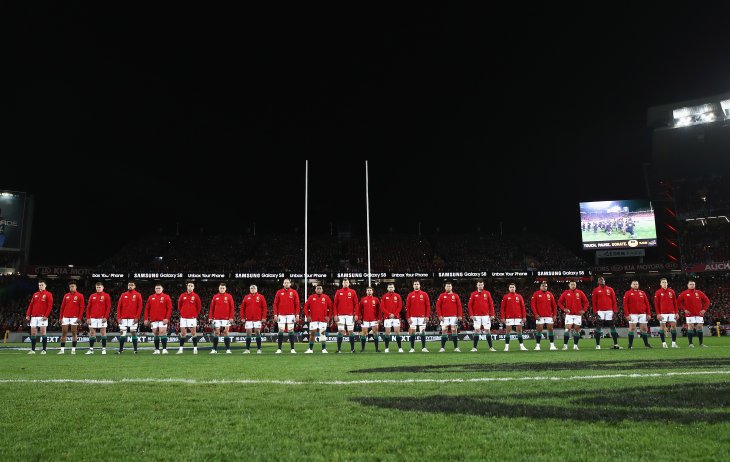Lions 2017 team standing on pitch