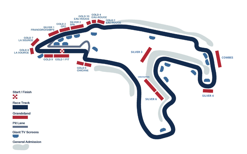 Belgium Formula 1 Grand Prix Circuit Map Spa